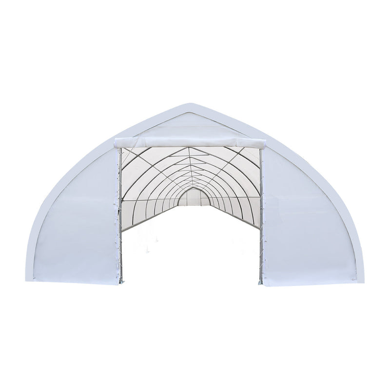 30' x 80' Peak Ceiling Storage Shelter with Heavy Duty 11 oz PE Cover & Drive Through Doors, GMD-ST3082E (Previously ST3080E)
