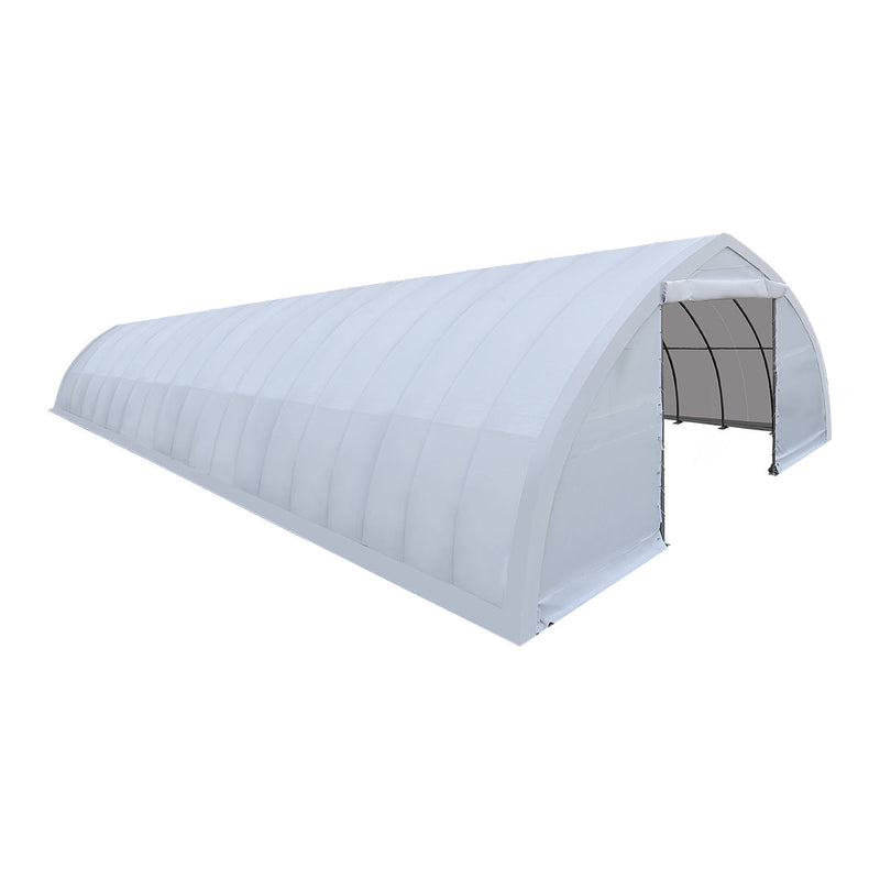 30' x 80' Peak Ceiling Storage Shelter with Heavy Duty 11 oz PE Cover & Drive Through Doors, GMD-ST3082E (Previously ST3080E)