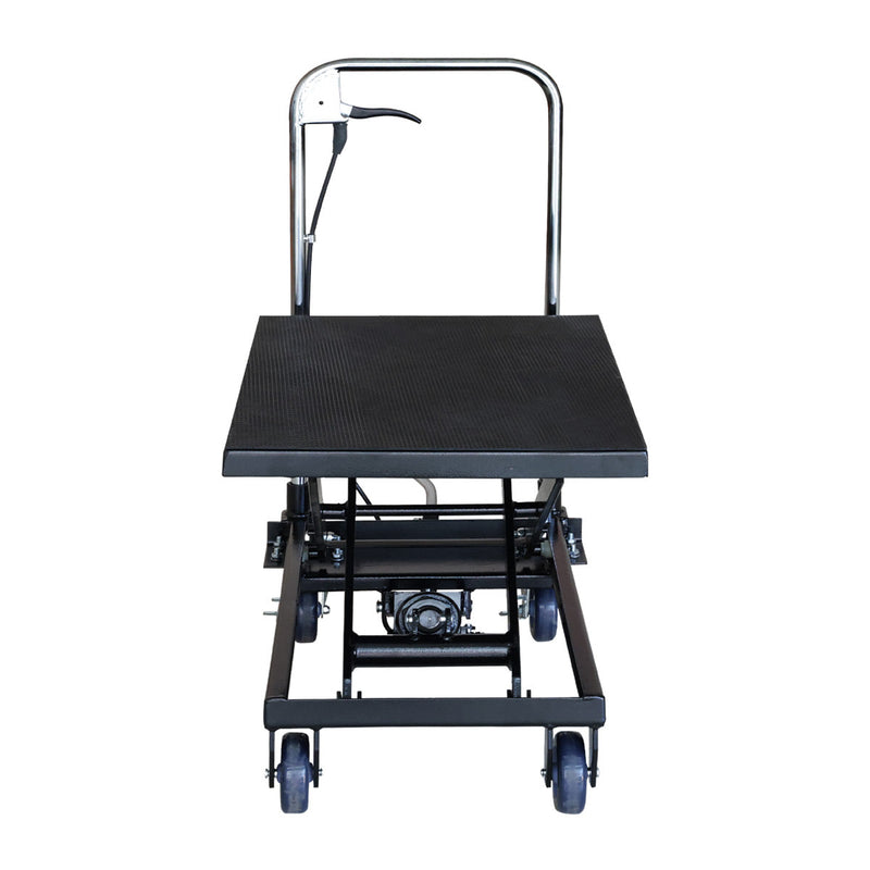 330-Lb Mobile Scissor Lift Table, 28" Lifting Height, Foot Pedal Operation, Rubber Padded Tabletop, GMD-ALS01