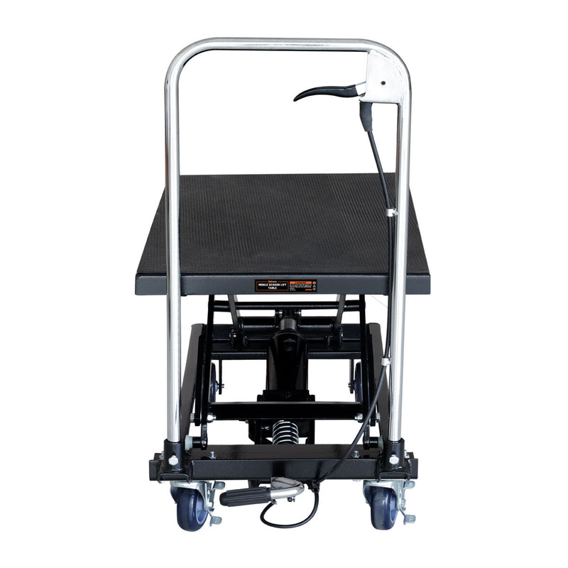 330-Lb Mobile Scissor Lift Table, 28" Lifting Height, Foot Pedal Operation, Rubber Padded Tabletop, GMD-ALS01