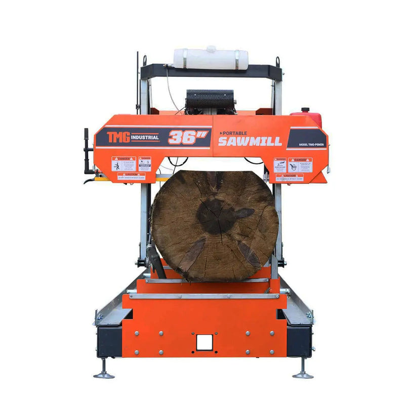 36" Portable Sawmill, 21 HP Honda V-Twin Engine, 13' Log Length, 4-Post Carriage with Saw Head Anti-tip Self-locking, GMD-PSM36