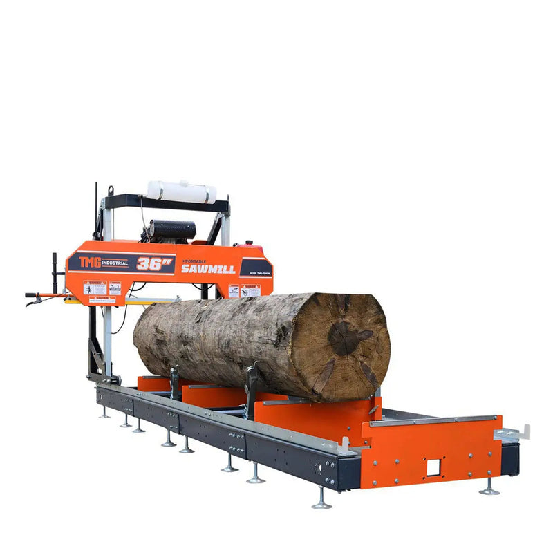 36" Portable Sawmill, 21 HP Honda V-Twin Engine, 13' Log Length, 4-Post Carriage with Saw Head Anti-tip Self-locking, GMD-PSM36