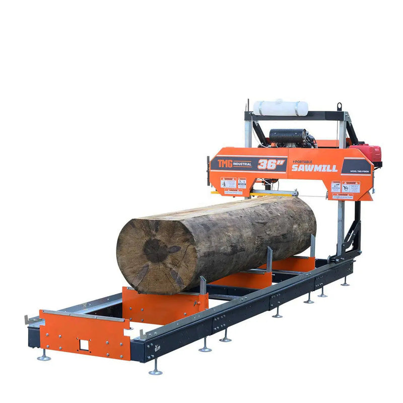 36" Portable Sawmill, 21 HP Honda V-Twin Engine, 13' Log Length, 4-Post Carriage with Saw Head Anti-tip Self-locking, GMD-PSM36