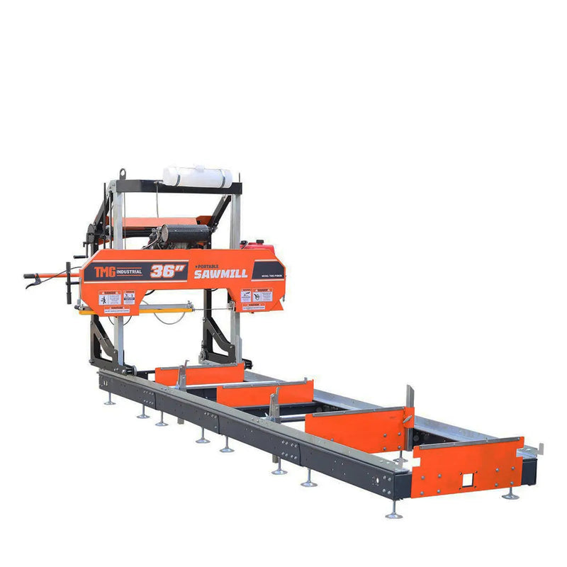 36" Portable Sawmill, 21 HP Honda V-Twin Engine, 13' Log Length, 4-Post Carriage with Saw Head Anti-tip Self-locking, GMD-PSM36