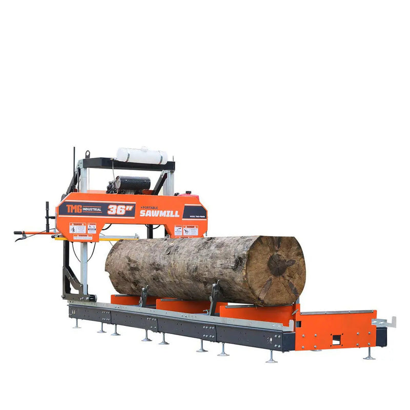 36" Portable Sawmill, 21 HP Honda V-Twin Engine, 13' Log Length, 4-Post Carriage with Saw Head Anti-tip Self-locking, GMD-PSM36