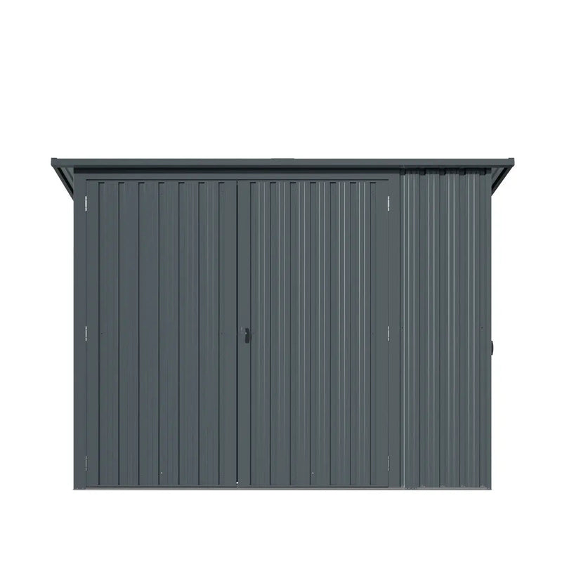 4' x 8' Bicycle Metal Pent Shed, 29 Gauge Corrugated Metal, 70" Upper edge, GMD-MS0408