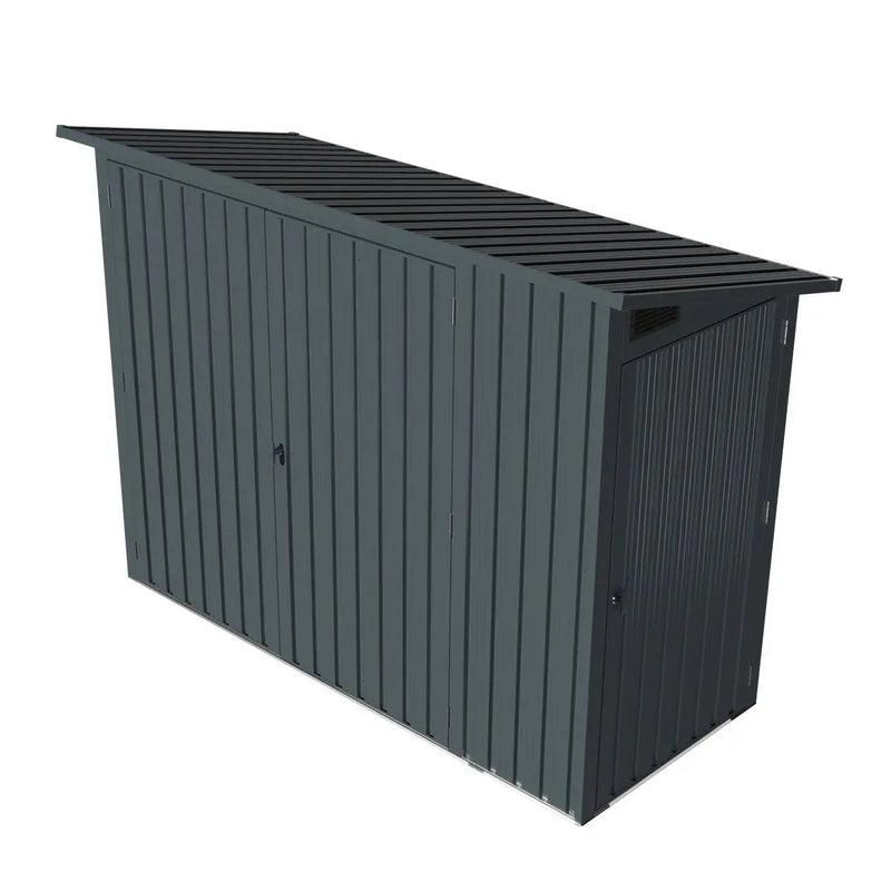 4' x 8' Bicycle Metal Pent Shed, 29 Gauge Corrugated Metal, 70" Upper edge, GMD-MS0408