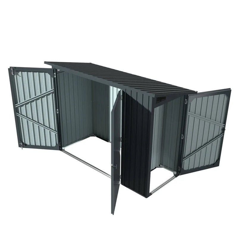 4' x 8' Bicycle Metal Pent Shed, 29 Gauge Corrugated Metal, 70" Upper edge, GMD-MS0408