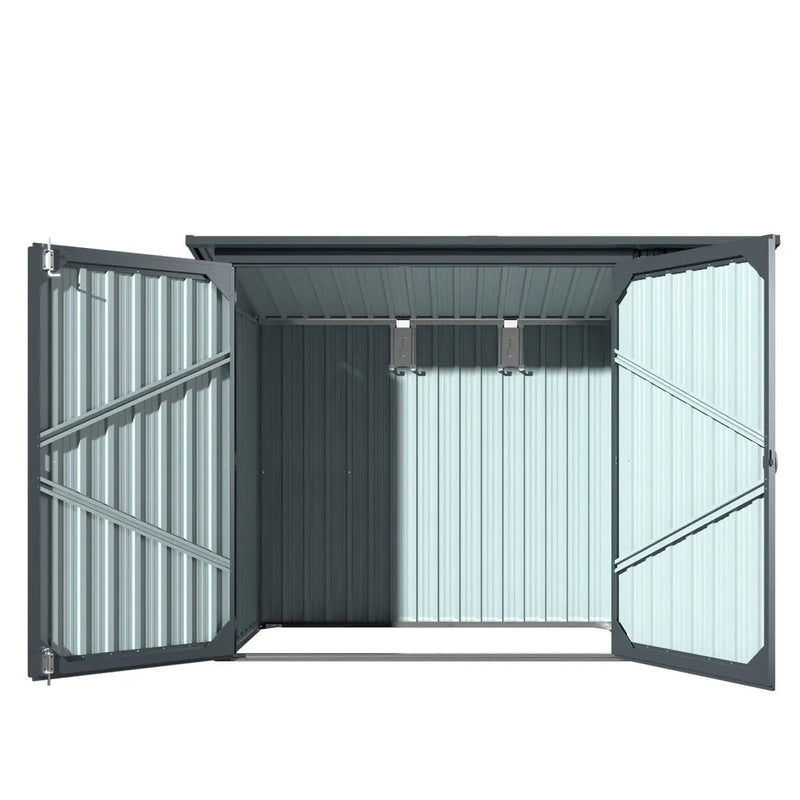 4' x 8' Bicycle Metal Pent Shed, 29 Gauge Corrugated Metal, 70" Upper edge, GMD-MS0408