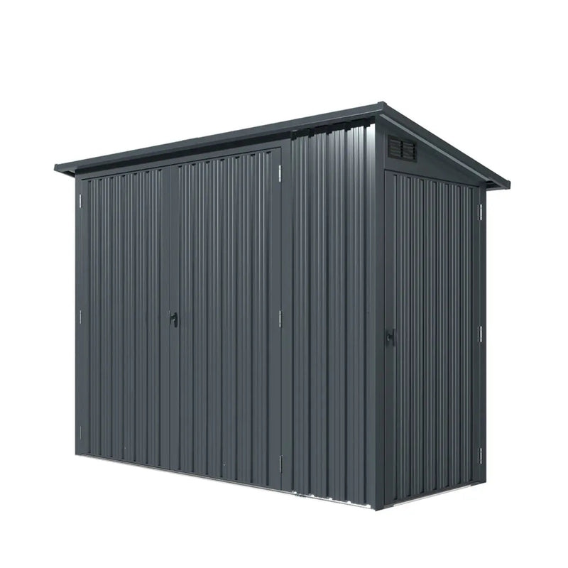 4' x 8' Bicycle Metal Pent Shed, 29 Gauge Corrugated Metal, 70" Upper edge, GMD-MS0408