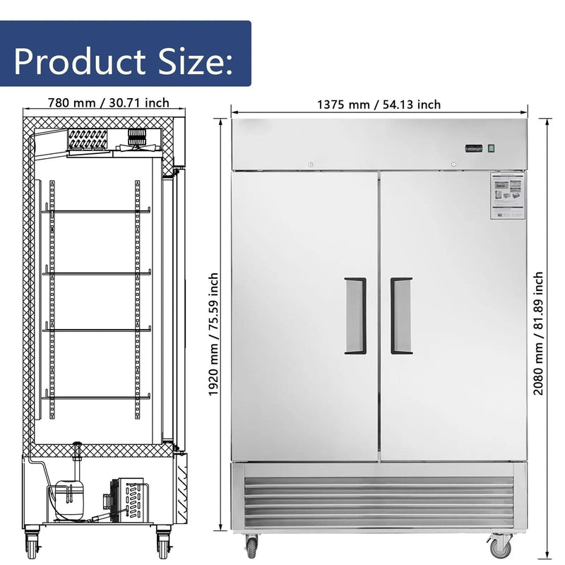 42.2 Cu.ft. Freezer, Double Door, 54" Width, Upright Fan Cooling Freezer, DOBA-FZ42