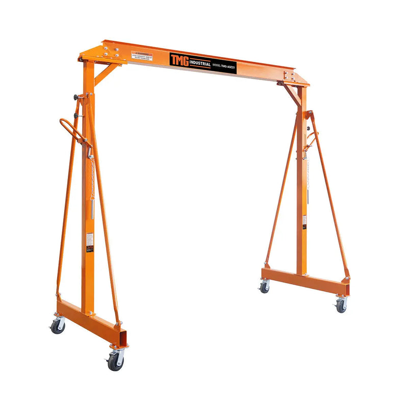 4400-lb Adjustable Height All-Steel Gantry Crane, Auto-Lock, 95" Min. Height, 142" Max. Height, Locking Swivel Caster Wheels, GMD-AGC21(Previously GMD-AGC20)