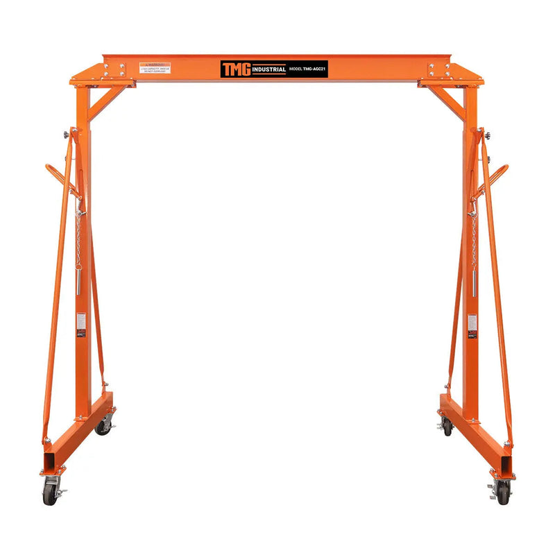 4400-lb Adjustable Height All-Steel Gantry Crane, Auto-Lock, 95" Min. Height, 142" Max. Height, Locking Swivel Caster Wheels, GMD-AGC21(Previously GMD-AGC20)