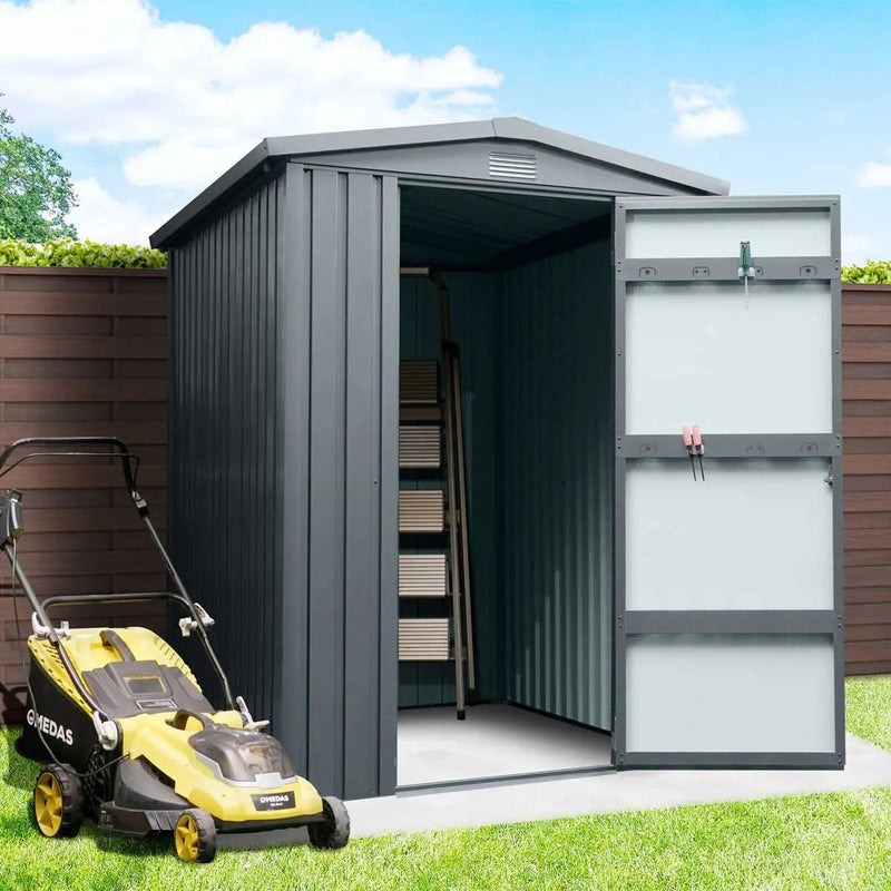 5 x 6 FT Apex Roof Metal Shed Pro Series, Galvanized corrugated metal, Apex roof design, Two air vents, GMD-MS0506