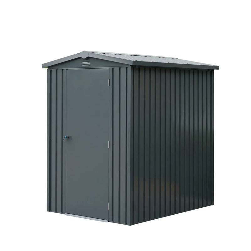 5 x 6 FT Apex Roof Metal Shed Pro Series, Galvanized corrugated metal, Apex roof design, Two air vents, GMD-MS0506