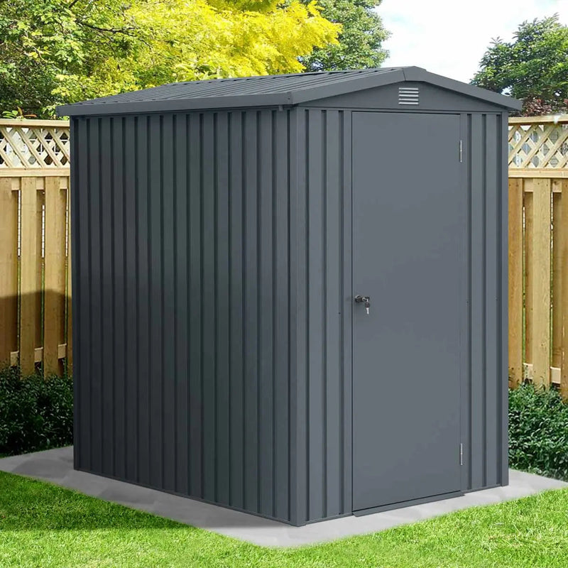 5 x 6 FT Apex Roof Metal Shed Pro Series, Galvanized corrugated metal, Apex roof design, Two air vents, GMD-MS0506
