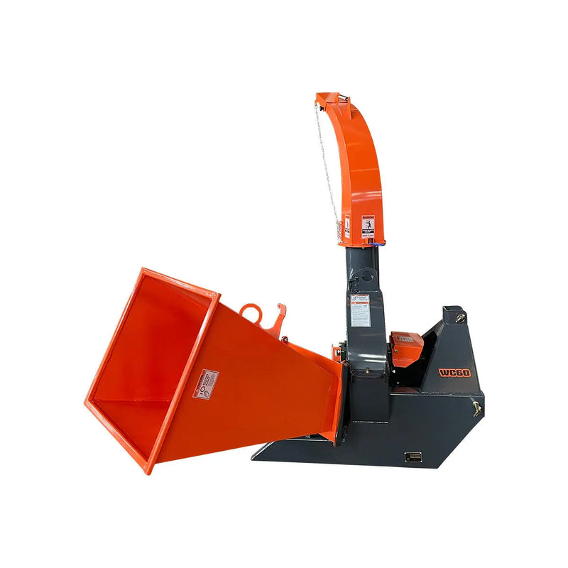 6" 3-Point Hitch Wood Chipper, Reversible/Hardened Blades, 360° Swiveling Chute, 40-80 HP Tractors, GMD-WC60