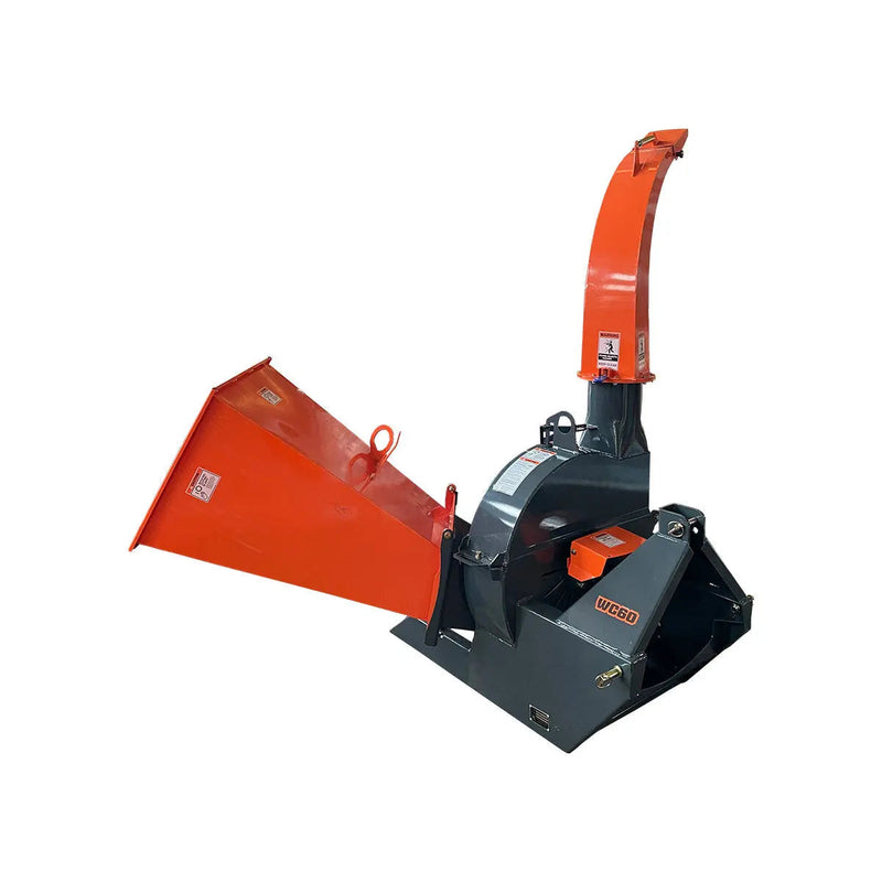 6" 3-Point Hitch Wood Chipper, Reversible/Hardened Blades, 360° Swiveling Chute, 40-80 HP Tractors, GMD-WC60