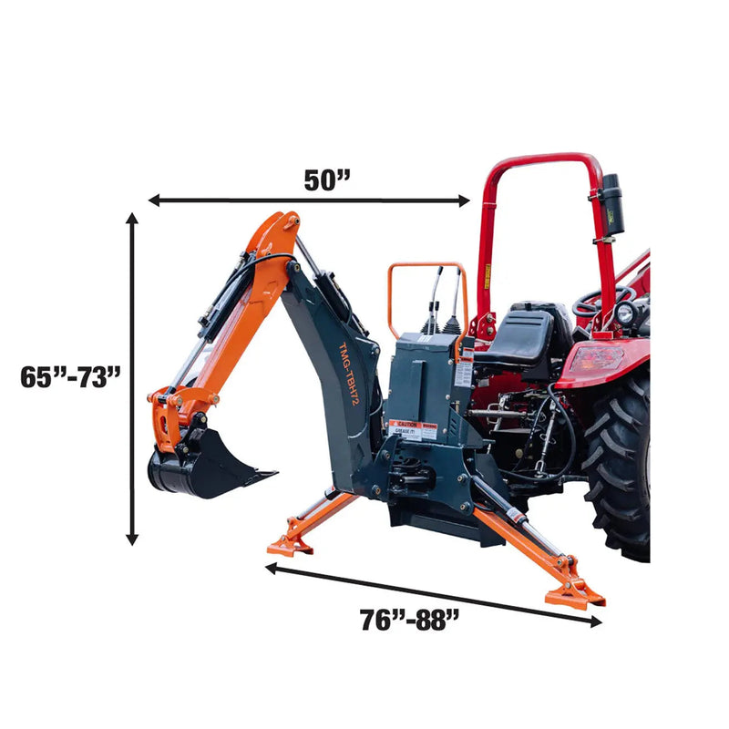 6-FT 3-Point Hitch Swing Backhoe Attachment, 12" Bucket Included, 20-65 HP Tractor, 97" High Reach, Category 1 & 2 Hookups, GMD-TBH72