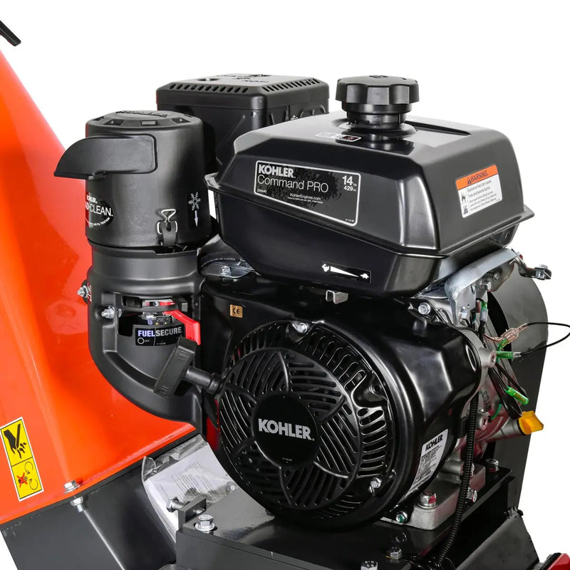 6" Wood Chipper Powered by Kohler 14 HP Command Pro Series, ATV Tow-Behind, 12'' Reversible Blade, Dual Belt Drive, GMD-GWC6