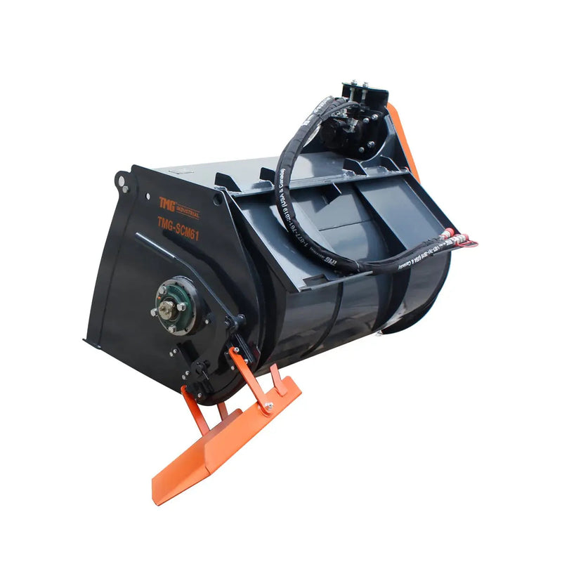 60" Skid Steer Concrete Mixer Attachment, Side Chute Dispenser & Bag Splitter, Universal Mount, 16 Cu-Ft Capacity, GMD-SCM61