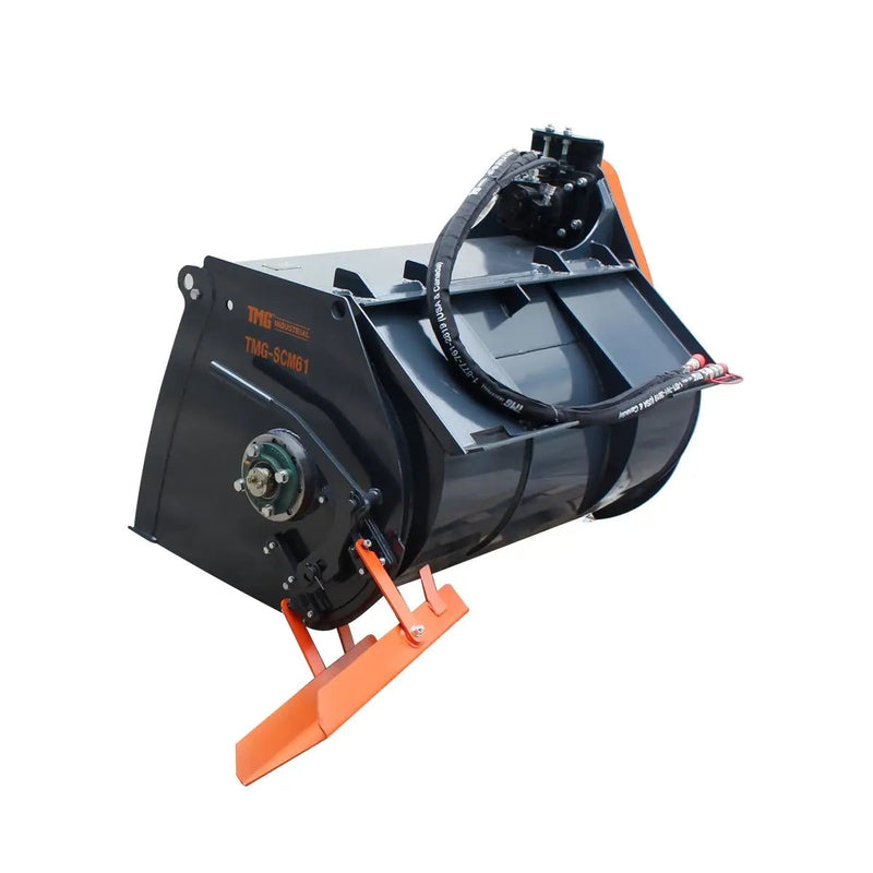 60" Skid Steer Concrete Mixer Attachment, Side Chute Dispenser & Bag Splitter, Universal Mount, 16 Cu-Ft Capacity, GMD-SCM61