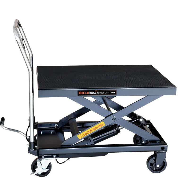660-lb Mobile Scissor Lift Table, 30" Lifting Height, Foot Pedal Operation, Rubber Padded Tabletop, GMD-ALS03