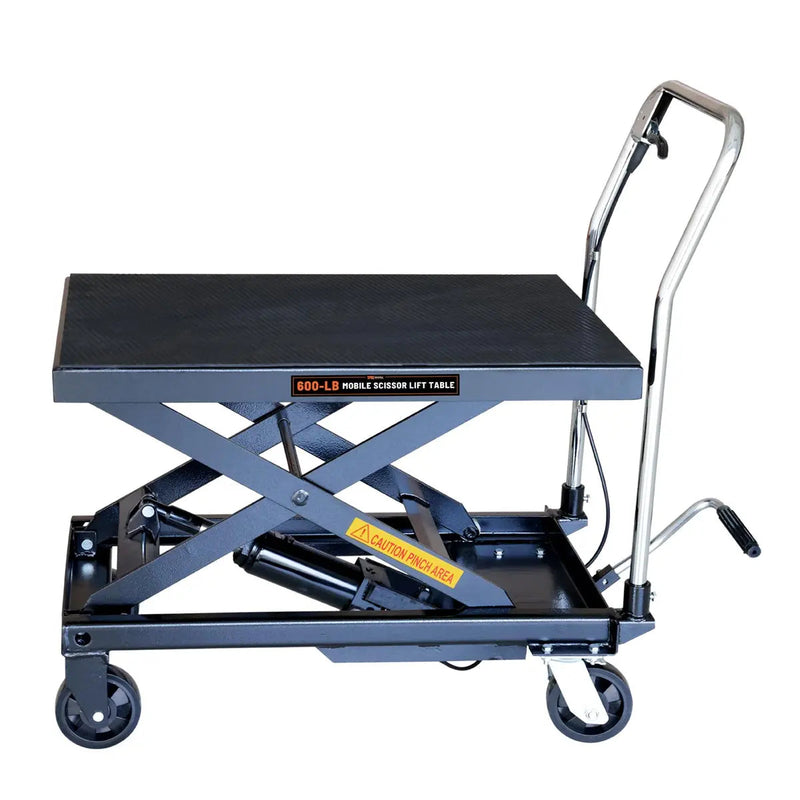 660-lb Mobile Scissor Lift Table, 30" Lifting Height, Foot Pedal Operation, Rubber Padded Tabletop, GMD-ALS03
