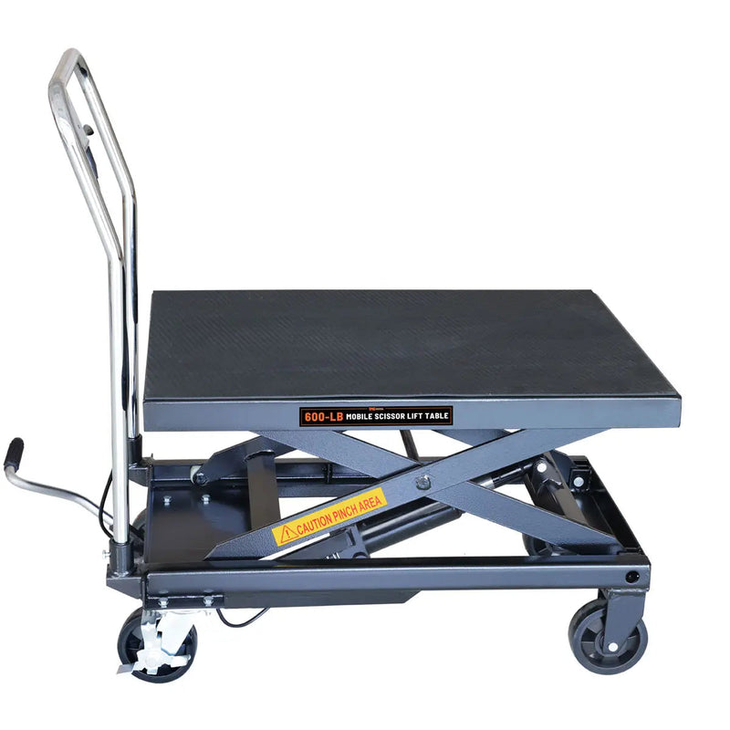 660-lb Mobile Scissor Lift Table, 30" Lifting Height, Foot Pedal Operation, Rubber Padded Tabletop, GMD-ALS03