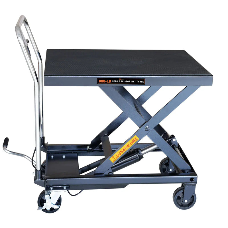 660-lb Mobile Scissor Lift Table, 30" Lifting Height, Foot Pedal Operation, Rubber Padded Tabletop, GMD-ALS03