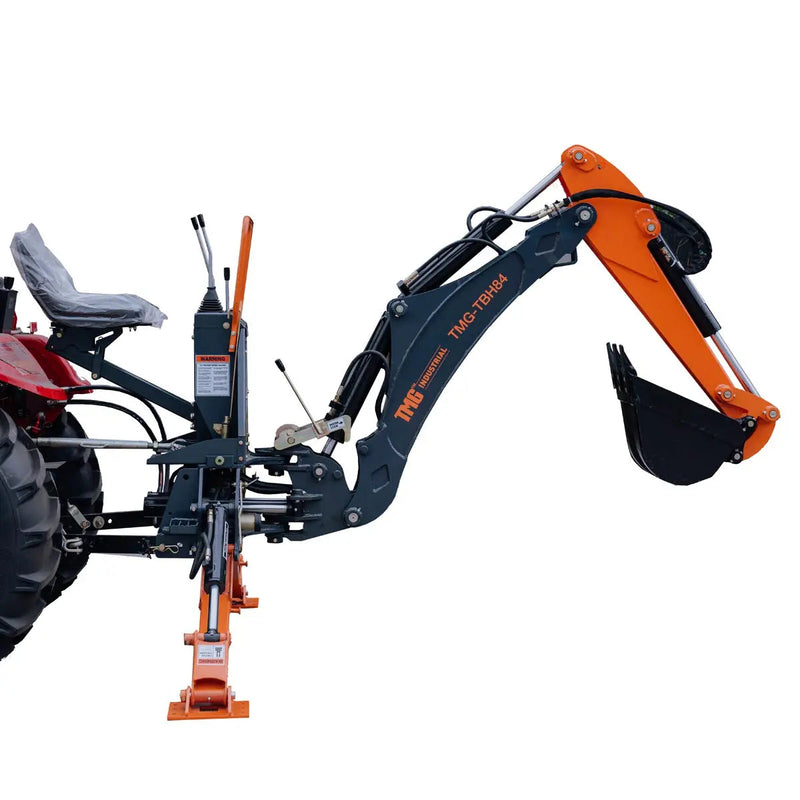 7-FT 3-Point Hitch Swing Backhoe Attachment, 12" Bucket Included, 40-100 HP Tractor, 126" High Reach, Category 1 & 2 Hookups, GMD-TBH84