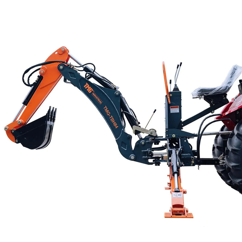 7-FT 3-Point Hitch Swing Backhoe Attachment, 12" Bucket Included, 40-100 HP Tractor, 126" High Reach, Category 1 & 2 Hookups, GMD-TBH84