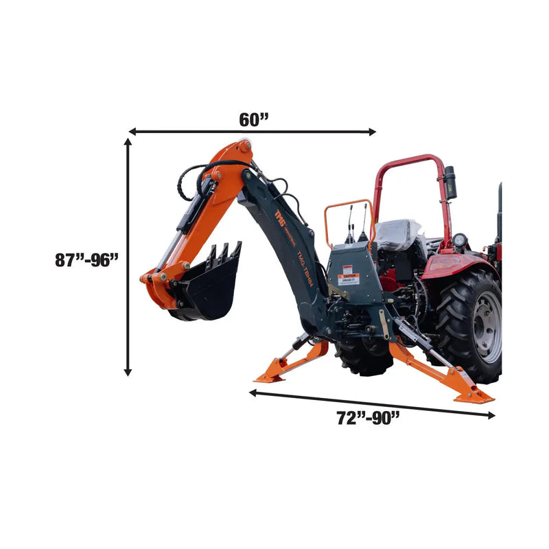 7-FT 3-Point Hitch Swing Backhoe Attachment, 12" Bucket Included, 40-100 HP Tractor, 126" High Reach, Category 1 & 2 Hookups, GMD-TBH84