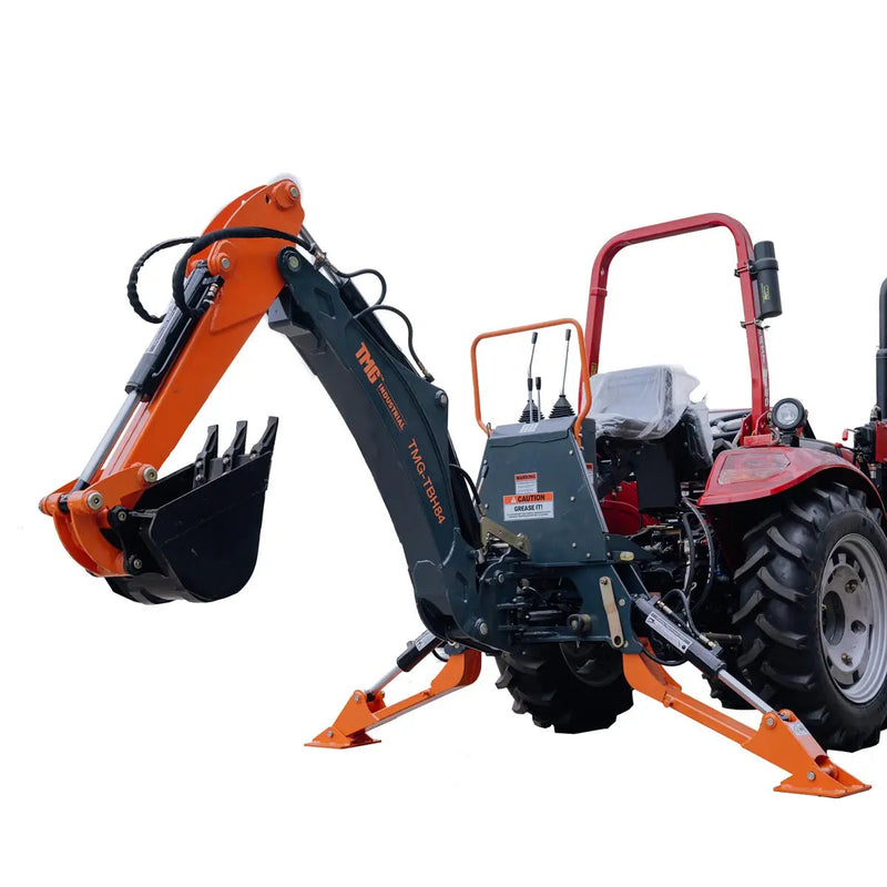 7-FT 3-Point Hitch Swing Backhoe Attachment, 12" Bucket Included, 40-100 HP Tractor, 126" High Reach, Category 1 & 2 Hookups, GMD-TBH84