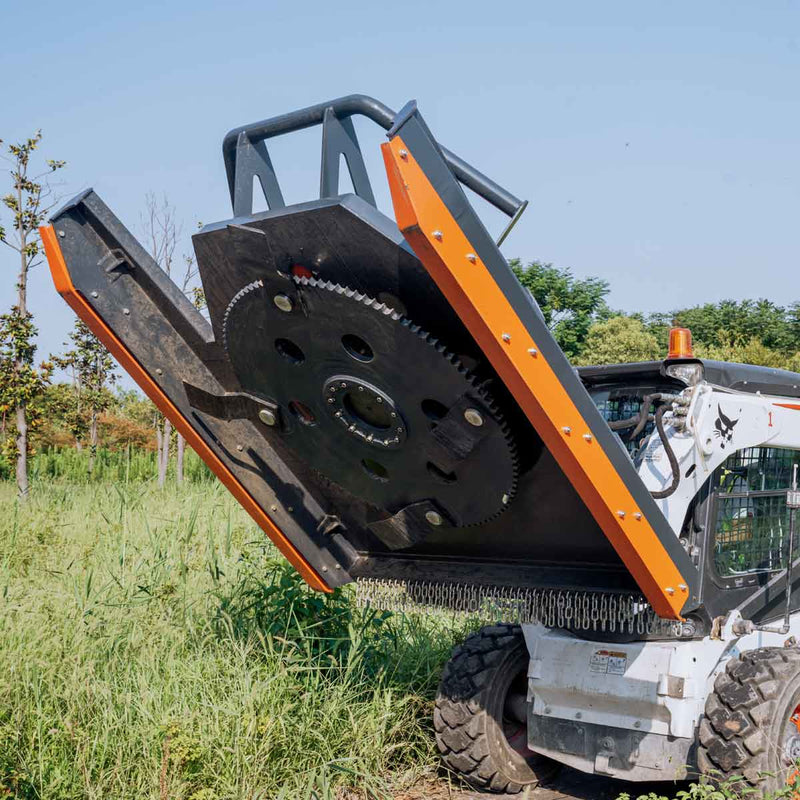 72" Extreme Heavy-Duty Skid Steer Brush Cutter, Open Front Push Bar, 27-35 GPM, Drop Down Profile Blades, GMD-SBC76