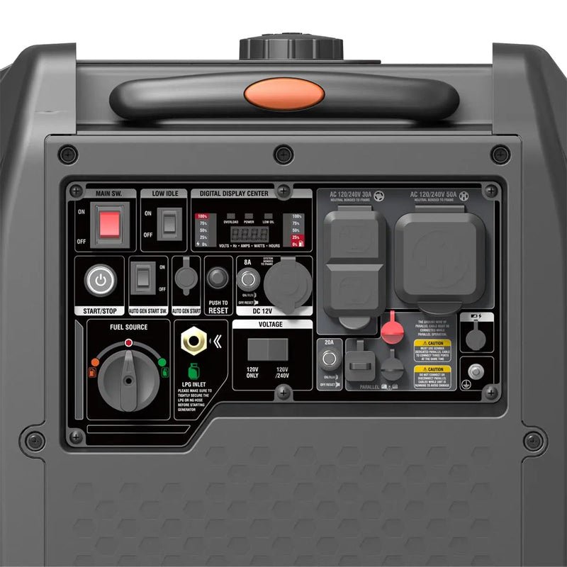 7250 Watt Digital Inverter Hybrid Portable Generator, Dual Fuel Capability (Gas/LPG), 6.5hrs 50% Load Run Time, CETL, ETL Certified For Canada/US, EPA Emissions Compliance, GMD-GDI70