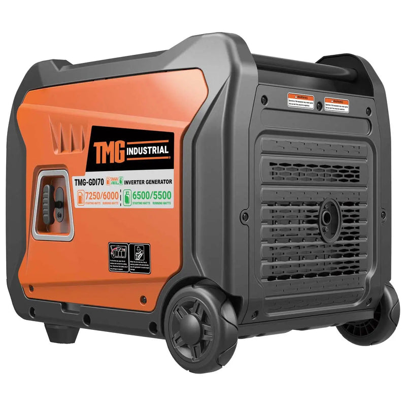 7250 Watt Digital Inverter Hybrid Portable Generator, Dual Fuel Capability (Gas/LPG), 6.5hrs 50% Load Run Time, CETL, ETL Certified For Canada/US, EPA Emissions Compliance, GMD-GDI70