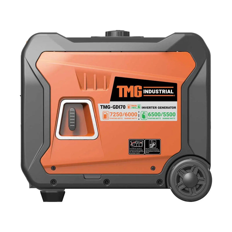 7250 Watt Digital Inverter Hybrid Portable Generator, Dual Fuel Capability (Gas/LPG), 6.5hrs 50% Load Run Time, CETL, ETL Certified For Canada/US, EPA Emissions Compliance, GMD-GDI70
