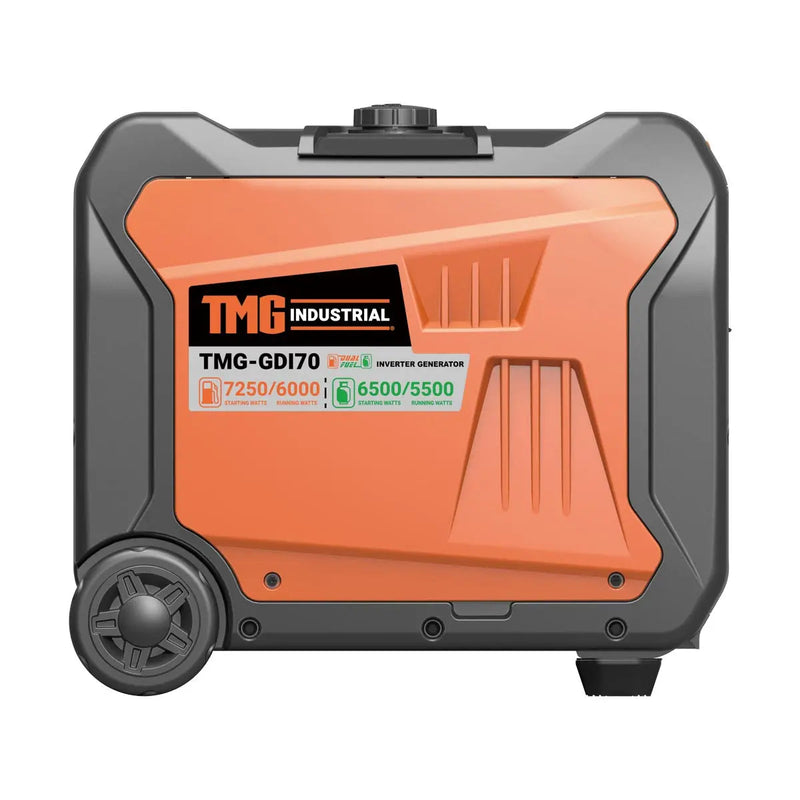 7250 Watt Digital Inverter Hybrid Portable Generator, Dual Fuel Capability (Gas/LPG), 6.5hrs 50% Load Run Time, CETL, ETL Certified For Canada/US, EPA Emissions Compliance, GMD-GDI70