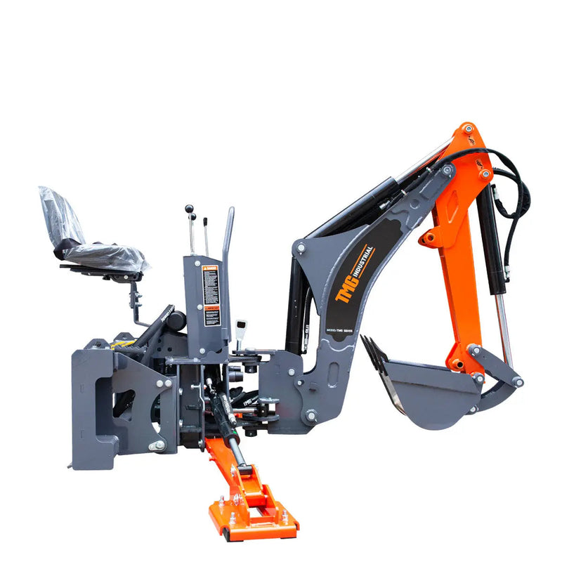 8-ft Skid Steer Swing Backhoe Attachment, 30-60 HP Skid Steers, Italian Hydraulic Control Valves, 12" Bucket, GMD-SBH55