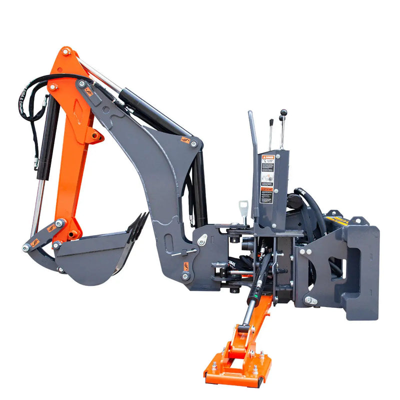 8-ft Skid Steer Swing Backhoe Attachment, 30-60 HP Skid Steers, Italian Hydraulic Control Valves, 12" Bucket, GMD-SBH55