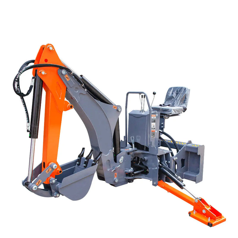 8-ft Skid Steer Swing Backhoe Attachment, 30-60 HP Skid Steers, Italian Hydraulic Control Valves, 12" Bucket, GMD-SBH55
