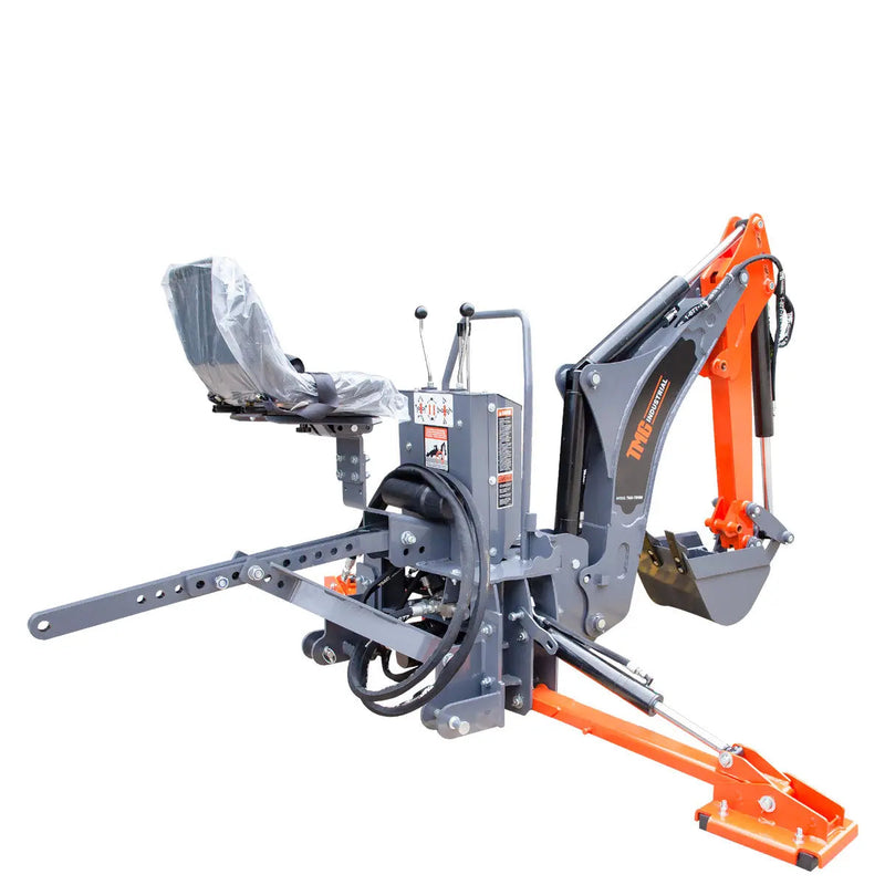 8-ft Tractor Swing Backhoe Attachment, Category 1 Hookup, 180° Boom and Bucket Rotation, 12" Bucket Included, GMD-TBH88