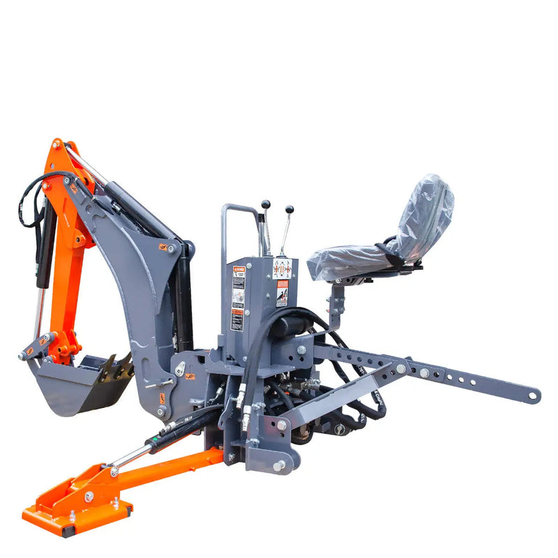 8-ft Tractor Swing Backhoe Attachment, Category 1 Hookup, 180° Boom and Bucket Rotation, 12" Bucket Included, GMD-TBH88