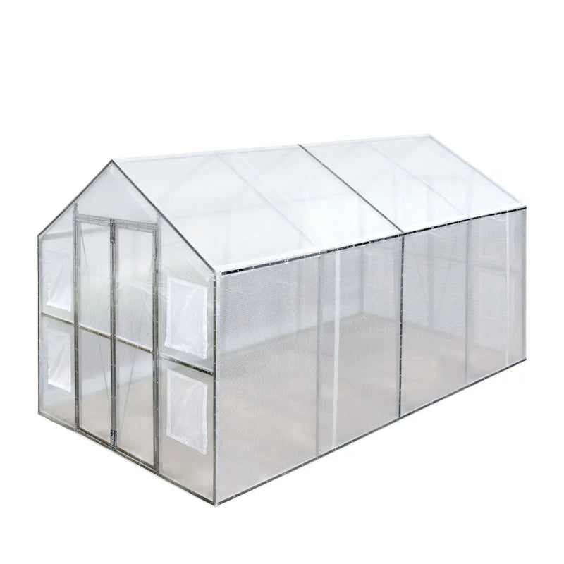 8' x 13' Greenhouse Grow Tent w/20 Mil Ripstop Leno Mesh PVC Cover, Galvanized Steel Frame, Roll-up Windows, GMD-GH813