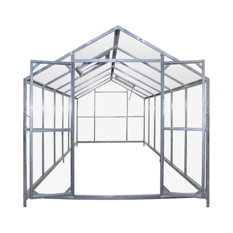 8' x 20' Greenhouse with Galvanized Steel Frame, Polycarbonate Twin-Wall Roof and Crystal-Clear Solid Walls GMD-GH821