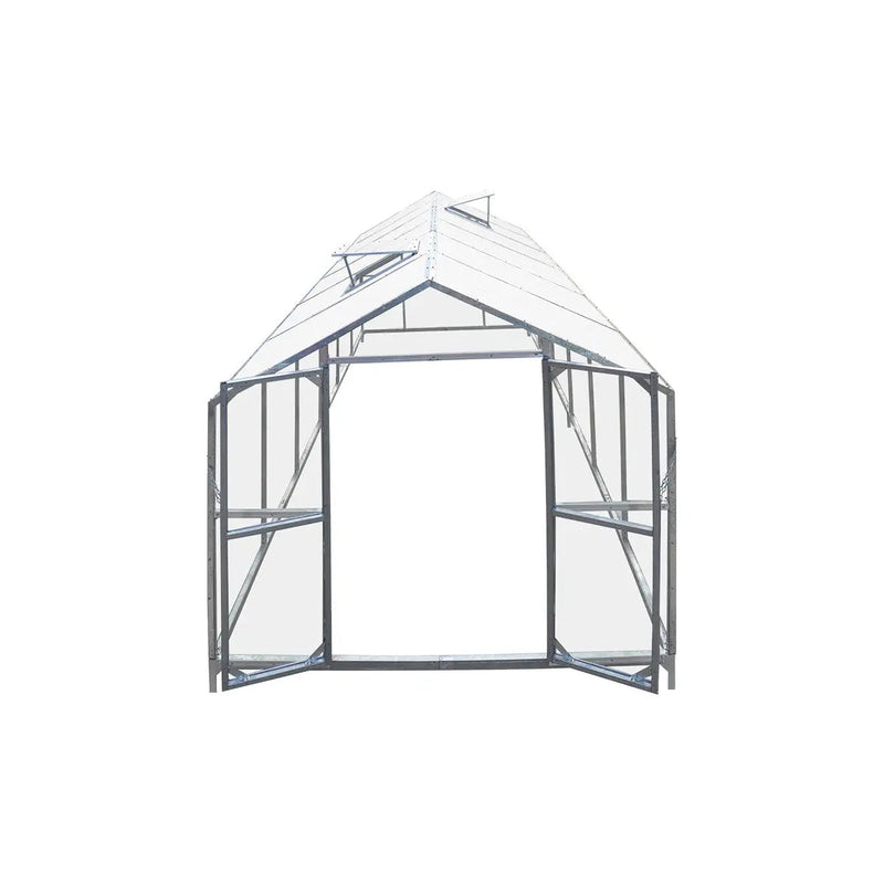 8' x 20' Greenhouse with Galvanized Steel Frame, Polycarbonate Twin-Wall Roof and Crystal-Clear Solid Walls GMD-GH821
