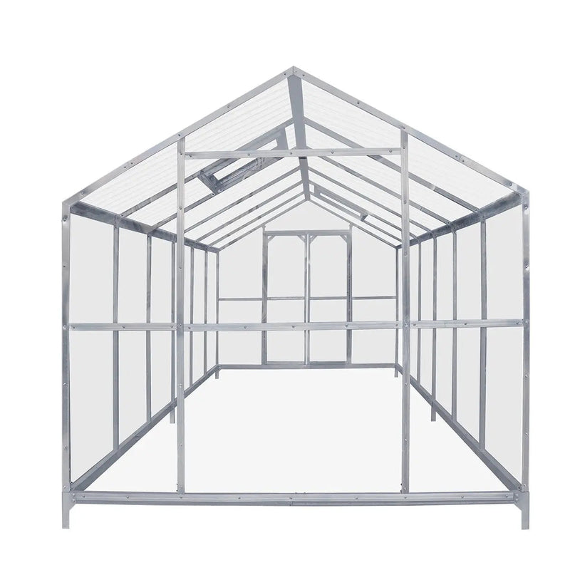 8' x 20' Greenhouse with Galvanized Steel Frame, Polycarbonate Twin-Wall Roof and Crystal-Clear Solid Walls GMD-GH821