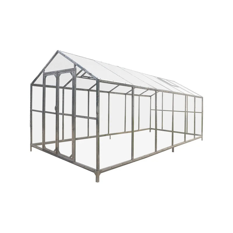 8' x 20' Greenhouse with Galvanized Steel Frame, Polycarbonate Twin-Wall Roof and Crystal-Clear Solid Walls GMD-GH821