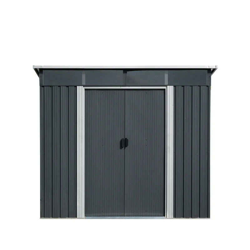 8' x 9' Galvanized Metal Pent Shed w/Skylight, 29 GA Corrugated Metal, 80" Peak Ceiling, GMD-MS0809P